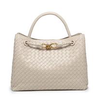 Karštas ** naujas pintas moteriškas krepšys metalinė virvės sagtelė petinis tote krepšys nešiojamas didelės talpos retro moteriškas krepšys 35*14*24cm gray