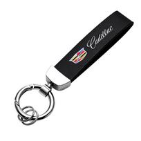 Car Metal Key Chain Fine Leather Emblem Key Ring for Cadillac Escalade CTS DTS STS XTS ATS BLS SLS Deville CT5 CT6 XT5 XT6