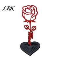 Polished Edge Flower Decor Rose And Heart Sculpture, 3D Printed Red Ornament, Mom Stem Detachable Decoration Statue, Mother's Day Birthday Gift