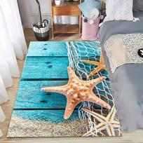 3D Starfish Art Design Rug, Beach Pattern Rug Soft, Easy-to-clean and Machine-washable Rug for Bedroom Living Room Non Slip Mat 50cm x 80cm