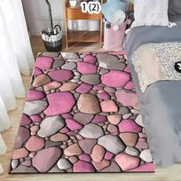 2D Stone Crack Pattern Rug Colorful Print Art Decor Area Rug Non-Slip Black Background  for Entryway Bedroom Office Washable 40cm x 60cm