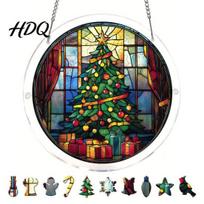 Shatterproof Acrylic Blocks Christmas Puzzle Suncatcher Holiday Tree Snowman Stockings Red Bird Sun Catcher Suncatcher Kit for Adults DIY D