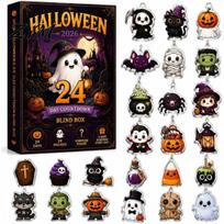 Festive Party Supplies Halloween Advent Calendar 2026, 24 Days Surprise Countdown with DIY Decor Acrylic Ornaments for Favors, Holiday Gift Decorative C