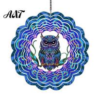 Outdoor Garden Hanging Decor Owl/Hummingbird/Flower/Tree of Life/Rooster Wind Spinners, Reflective Spinners Decor, Bird Deterrents for Outside, A