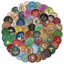 10/30/50pcs Transparent Embossed Wax Seal PET Stickers Vintage Aesthetic Pattern Decals DIY Notebook Guitar Art Graffiti Sticker