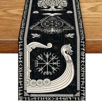 Vikingų Senovės Mitologija Varno Šarvo Šalmas Stalo Bėgikas Namų Stalo Dekoracija Daugkartinis Virtuvės Valgomojo Stalo Bėgikas Šventės Dekoracija 150x33cm white