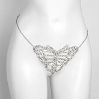 Bling Briefs Crystal Thong Body Chain Underwear Jewelry for Women Rhinestone Round Waist Panties Rave Bikini Chian Nightclub