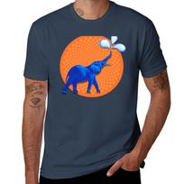 The Blue Elephant Colorful Elephant Pop Art Orange And Blue Original Artwork Tshirt Standard Fit Solid Tee Shirt S