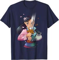 Hot Fashion Casual Disney Mulan Anime Half Girl Half Warrior Graphic T-Shirt T-Shirt S-4XL Four Seasons L
