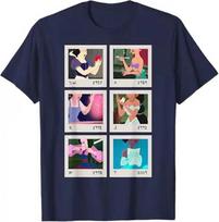 Hot Fashion Casual Disney Princess Polaroid Photo Grid T-Shirt S-4XL Four Seasons XXXL