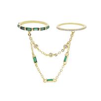 Gold Plated 2026 New Women Finger Jewelry Tassel Chain  Engagement Band Double Finger Ring 6