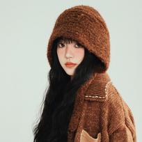 Acrylic Fibers Neck Collar Beanies Cap Double Side Winter Neckerchief Hat Knitted Hooded Cap  Men