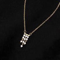 Fine Jewelry 925 Sterling Silver Zircon Dangle Necklace Water Drop Diamond Tassel Gold Plated Necklaces for Women