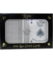 Pokerio kortos Lion 100% plastikinės Double Black