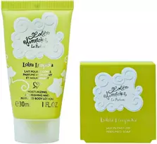 Rinkinys „Lolita Lempicka“: drėkinamasis kūno pienelis „Mon Premier Parfum“, 30 ml + kvapnus muilas „Mon Premier Parfum“, 25 g *Miniatiūrinis
