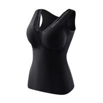 Women Thermal Tank Top Lace V Neck Fleece Lined Base Layer Thick Sleeveless Padded Undershirts L
