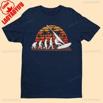 Evolution of Wind Surfing T Shirt From Ape Through Prehistoric Man To Wind Surfer Surfing Cotton Men Women Tees Tops Clothing S