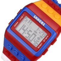 Unisex spalvingas skaitmeninis rankinis laikrodis orange