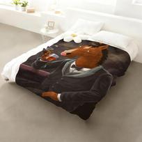Animacinis BoJackas Arklys Mesti Flanelinis pledas: Minkštas, draugiškas vaikams, šiltas, antistatinis, visų sezonų, skalbiamas, sofa, lova, namai 75x90cm black