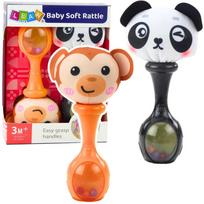 Lean Toys Sensorinių Barškučių Rinkinys - Beždžionė ir Panda, 17 x 5.8 x 9 cm