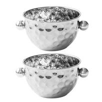 2 Piece Hammered Finish Stainless Steel Mixing Bowl with Handle Ice Buckets Beverage Tubs For Restaurants Home Kitchens 1