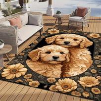 Adorable Puppies and Sunflowers Rug | Cute Pet-Themed Carpet for Kids' Rooms | Soft and Comfortable Floor Decor Machine washable 50x80cm