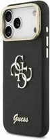 Guess PU Grained 4G Logo Stand Camera Frame dėklas skirtas Apple iPhone 17 Pro Max juodos spalvos