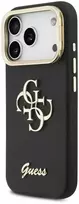 Guess PU Grained 4G Logo Stand Camera Frame dėklas skirtas Apple iPhone 17 Pro juodos spalvos