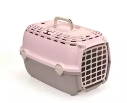 Stefanplast transportavimo narvas „Horizon 1“ su plastikinėmis durelėmis, 48x32x30cm, rožinė/pilka