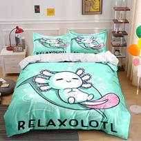 Cute Axolotl Relaxing Bedding Set Bedding set (1 duvet cover, 2 pillowcases, duvet not included) 135x200cm