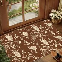 Dark Brown Persian Floral Area Rug Non Slip Mat for Living Room Dining Room Traditional Home Decor Aesthetic Formal Study Room 40cm x 60cm