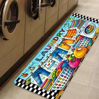 Colorful Laundry Cartoon Printed Rug Non Slip For Kitchen Hallway Living Room Entryway Sink Home Decor Floor Mat Anti-fatigue 40cm x 120cm