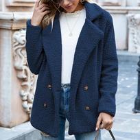 Autumn Winter Solid Faux Fur Fleece Coat Women Casual Warm Soft Fur Button Cardigan Jacket Plush Overcoat Coat Female Jacket XS
