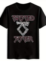 Men's Vintage Rock Band Graphic T-Shirt - Twisted Sister & Skull Print Short Sle Unisex T-Shirt L