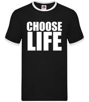 Choose Life - Mens Ringer - Slogan 80s Costume Retro Wham Fancy Dress S
