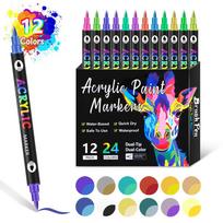 Acrylic Paint Markers Dual Tip 24/48/72 Colors Painting Toys Marker Pen Drawing Toy Set Kids Educational Toys Christmas Gifts