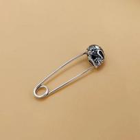 BOCAI New S925 Retro Simple Versatile Skull Head Pin Brooch Punk Style 925 Sterling Silver Jewelry Party Gift juoda