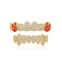 Hiphop Full Diamond Grillz Braces 8 Teeth Colorful Enamel Inlaid Diamond Online Shopping Seller Special Supply auksas