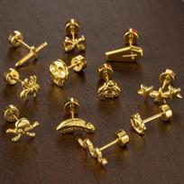 G23 Titanium Nose Rings Studs Fashion Piercing Jewelry Vacuum Plated Gold Body Jewelry Hinge Ring Hiphop Wedding Gift #1&1.2*8mm