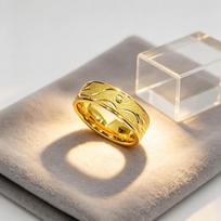 Dragon Engraved Flat-Edge Closed Ring with Studs/ODM   & Customization