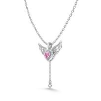 Dylam Elegance Fine Fashion Jewelry 925 Silver Link Chain 5A Cubic Zircon Tassel Heart Wings Angel Love Pendant Necklaces 40+5 cm