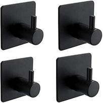 4 Pieces 3M Adhesive Hook Bathroom Wall Adhesive Hook Kitchen Torch Clip Tableless Hear Stainless Steel Adhesif Sticker Black 4x4x3cm