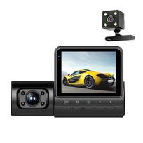 1080P DVR Dash Camera 3 objektyvų priekinė ir vidinė ir galinė kameros vairavimo įrašymo įrenginys 2 colių ekranas juoda