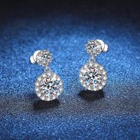 D Color 1CT 6.5mm Moissanite Drop Earrings For Women Girls Party Fine Jewelry S925 Sterling Silver Diamond Stud Earring 1CT 6.5mm and 1CT