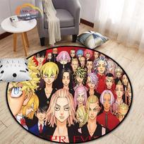 Anime Tokyo Revengers Round Carpet cartoon Area Rug for Livingroom Kitchen Dining Room Children   Rugs Yoga Mat 60cmx60cm