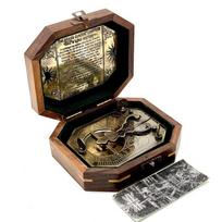 Antikinis jūrinis saulės laikrodis-kompasas su švytuokle, išgraviruotas Gilbert & Sons London Sundial Compass 4,5 , žalvarinis navigacinis kompasas su medine dėžute black