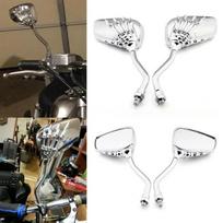 Universalus motociklo motorolerio šoninis veidrodėlis galinis/sidabrinės spalvos modifikacija kaukolės šešėlis galinio vaizdo veidrodžių pora 8 mm 10 mm