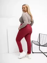 Sportinės kelnės moterims plus size bordo spalvos