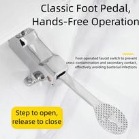 Foot Operated Foot Control Valve Hands-free Versatile Pedal Water Faucet Control Switch Long Handle Rust-proof Silver