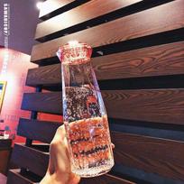 Hot Diamond Water Bottle Glass Cup Lead-Free Heat Resistant Portable Travel Carrying For Drinkware Outdoor Student Cup 401ml-500ml rožinė